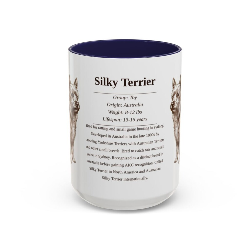 15oz Silky Terrier Mug, Navy, front view