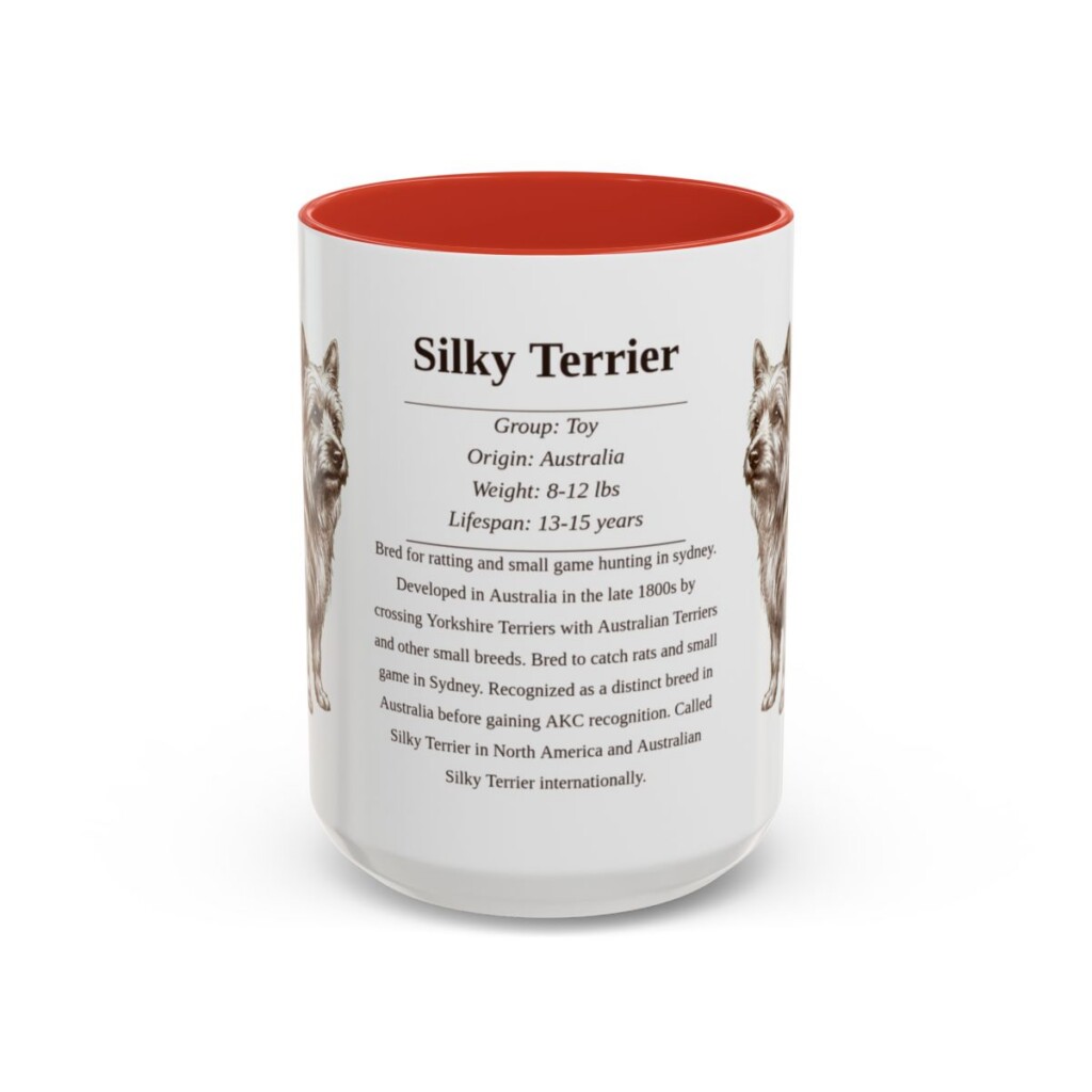 15oz Silky Terrier Mug, Red, front view