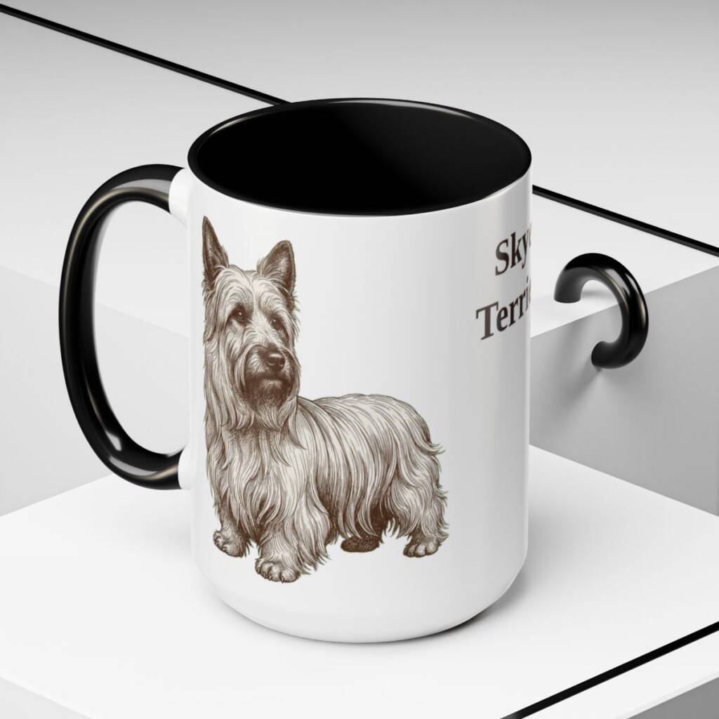 15oz Skye Terrier Mug, Black, lifestyle photo