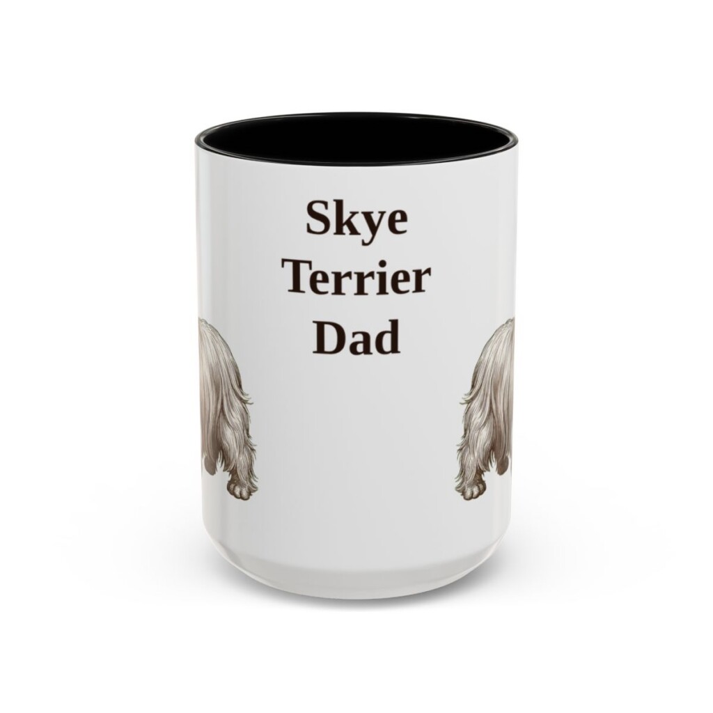 15oz Skye Terrier Dog Dad Mug, Black, front view