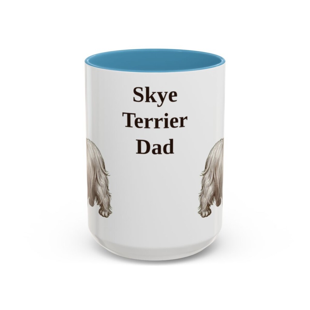 15oz Skye Terrier Dog Dad Mug, Light Blue, front view