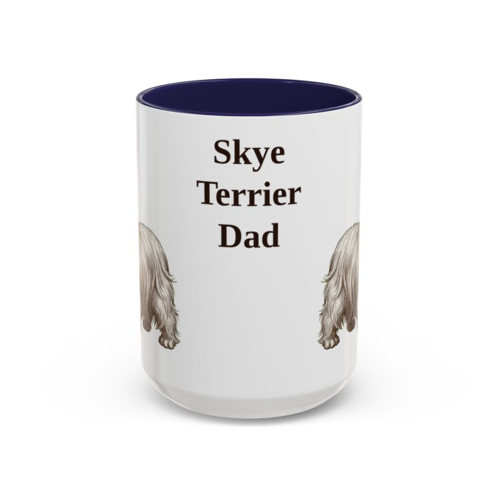 15oz Skye Terrier Dog Dad Mug, Navy, front view