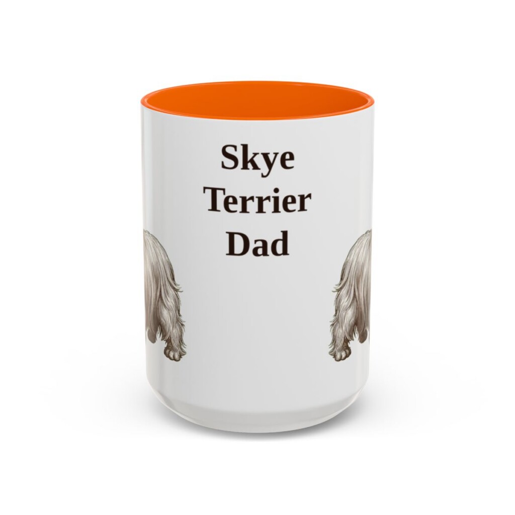 15oz Skye Terrier Dog Dad Mug, Orange, front view