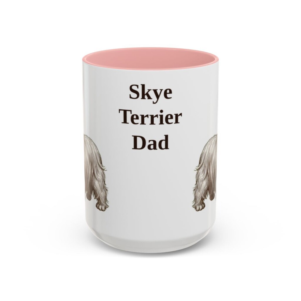 15oz Skye Terrier Dog Dad Mug, Pink, front view