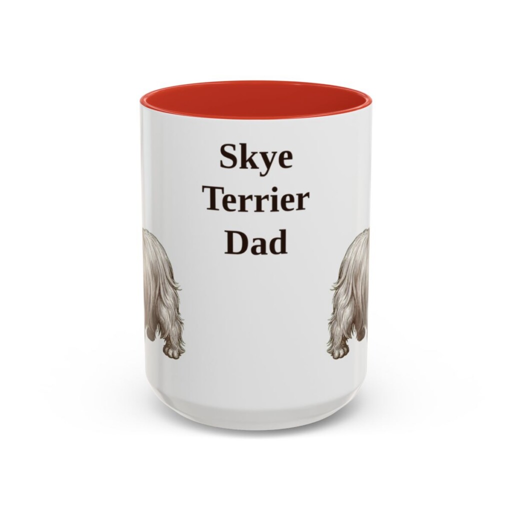 15oz Skye Terrier Dog Dad Mug, Red, front view