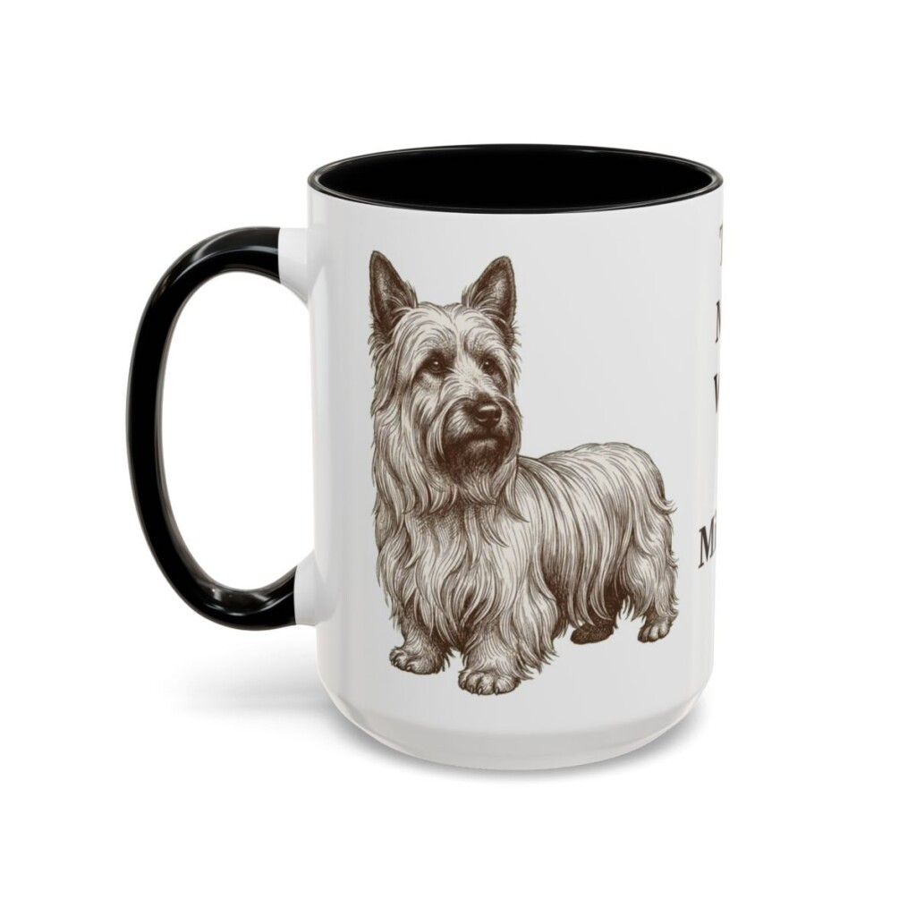 15oz Funny Skye Terrier Mug, Black, left side view