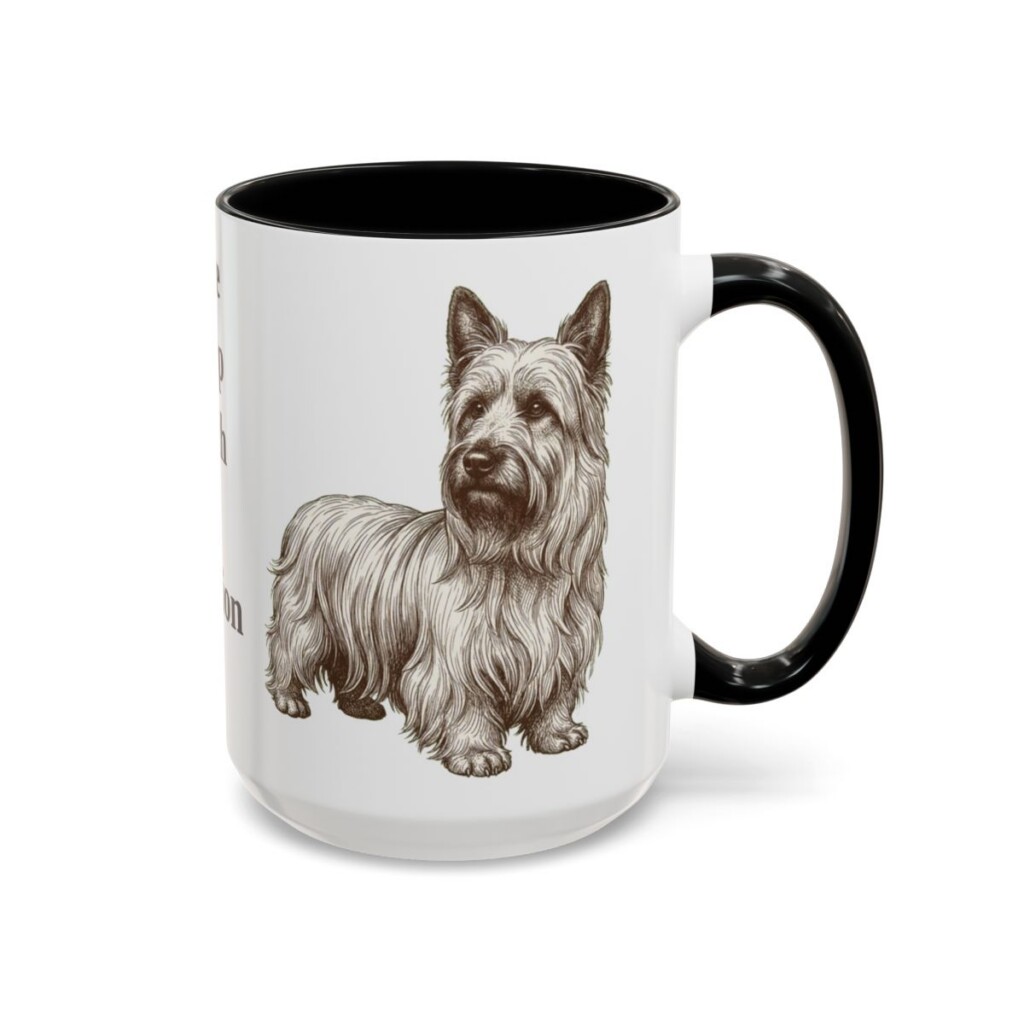15oz Funny Skye Terrier Mug, Black, right side view
