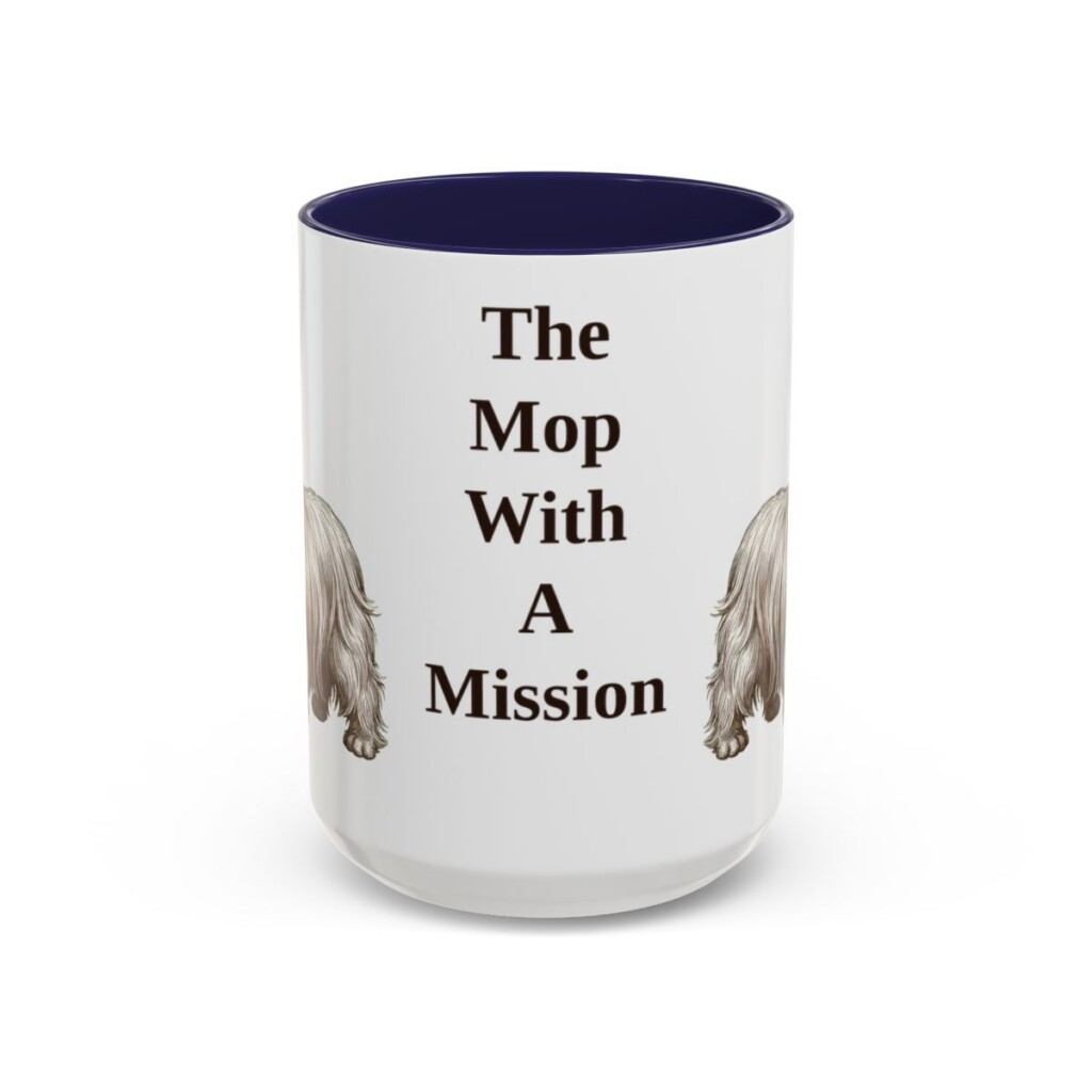 15oz Funny Skye Terrier Mug, Navy, front view