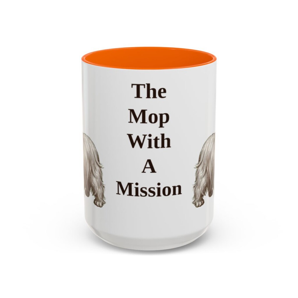 15oz Funny Skye Terrier Mug, Orange, front view