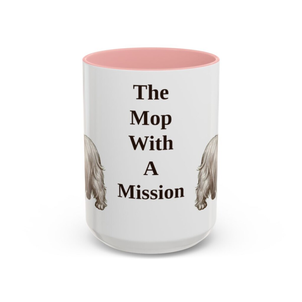 15oz Funny Skye Terrier Mug, Pink, front view