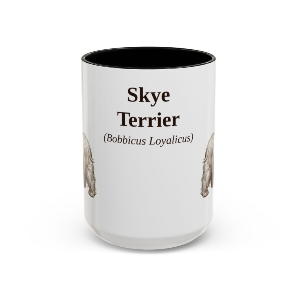 15oz Skye Terrier Latin Mug, Black, front view