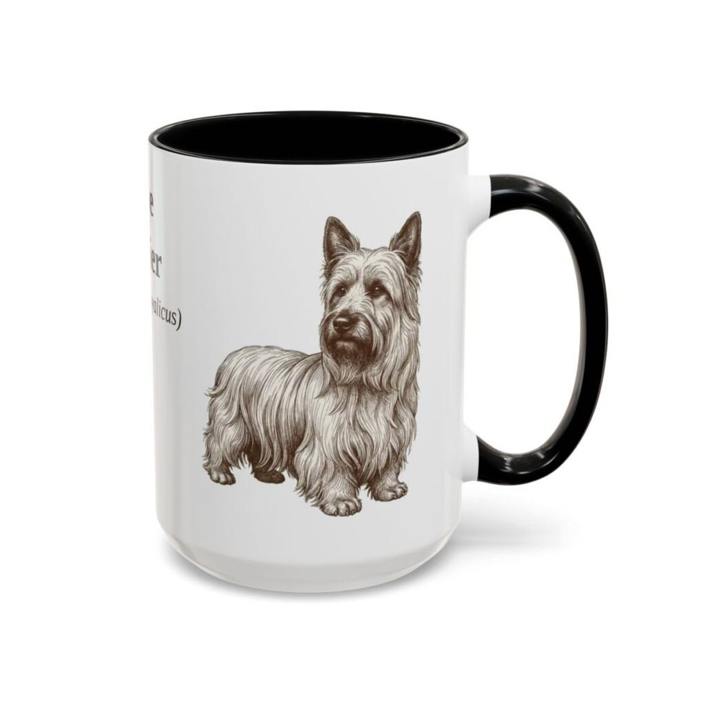 15oz Skye Terrier Latin Mug, Black, right side view