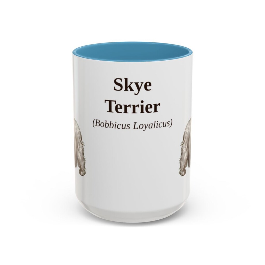15oz Skye Terrier Latin Mug, Light Blue, front view