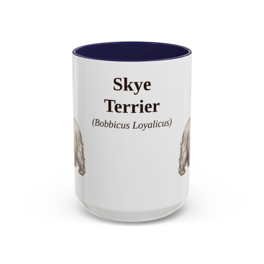 15oz Skye Terrier Latin Mug, Navy, front view