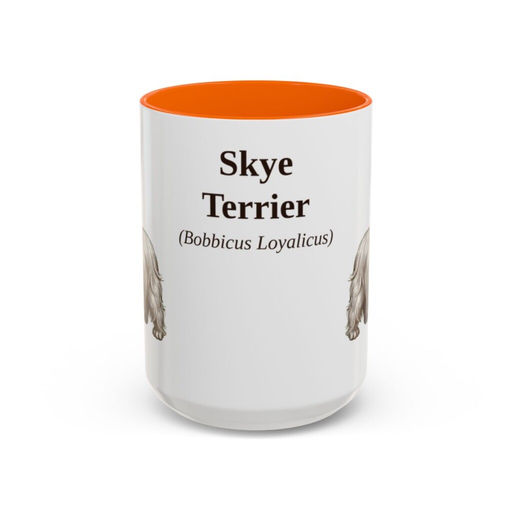 15oz Skye Terrier Latin Mug, Orange, front view
