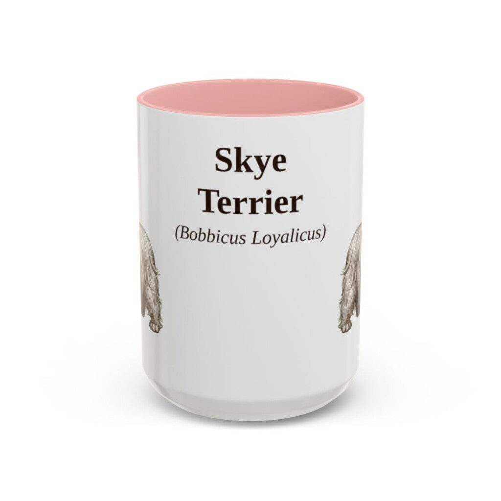 15oz Skye Terrier Latin Mug, Pink, front view