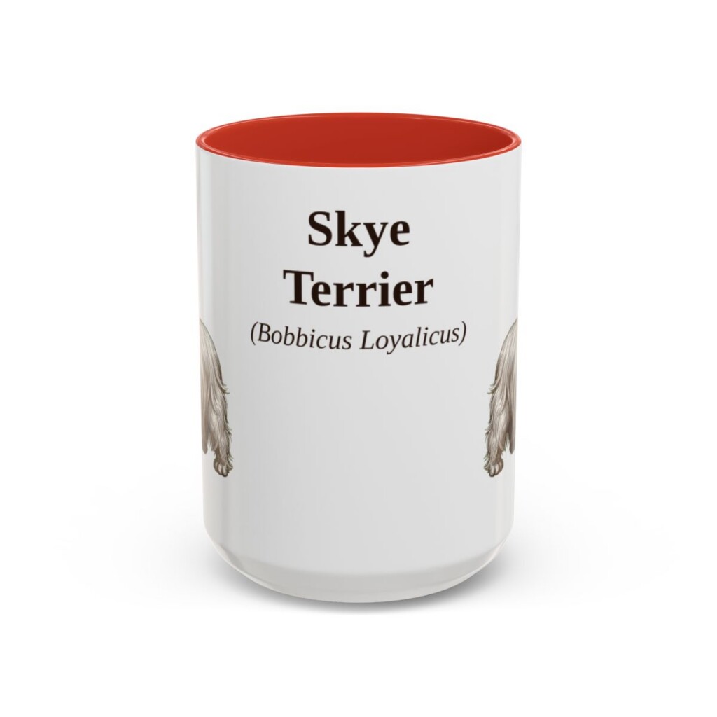 15oz Skye Terrier Latin Mug, Red, front view