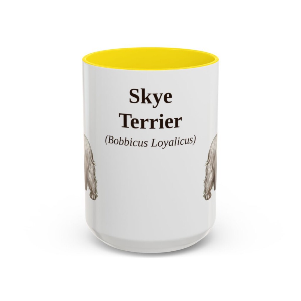 15oz Skye Terrier Latin Mug, Yellow, front view