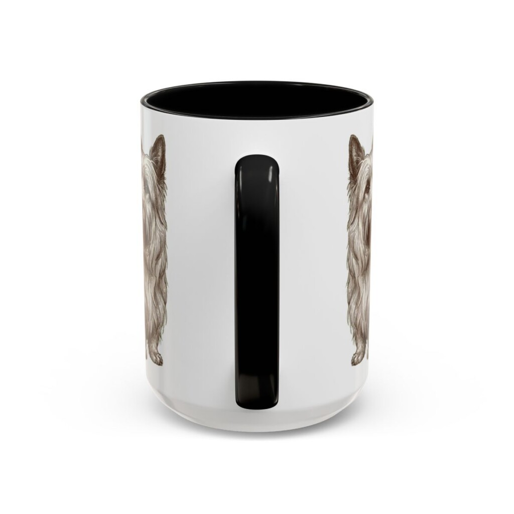 15oz Skye Terrier Dog Mom Mug, Black, back view