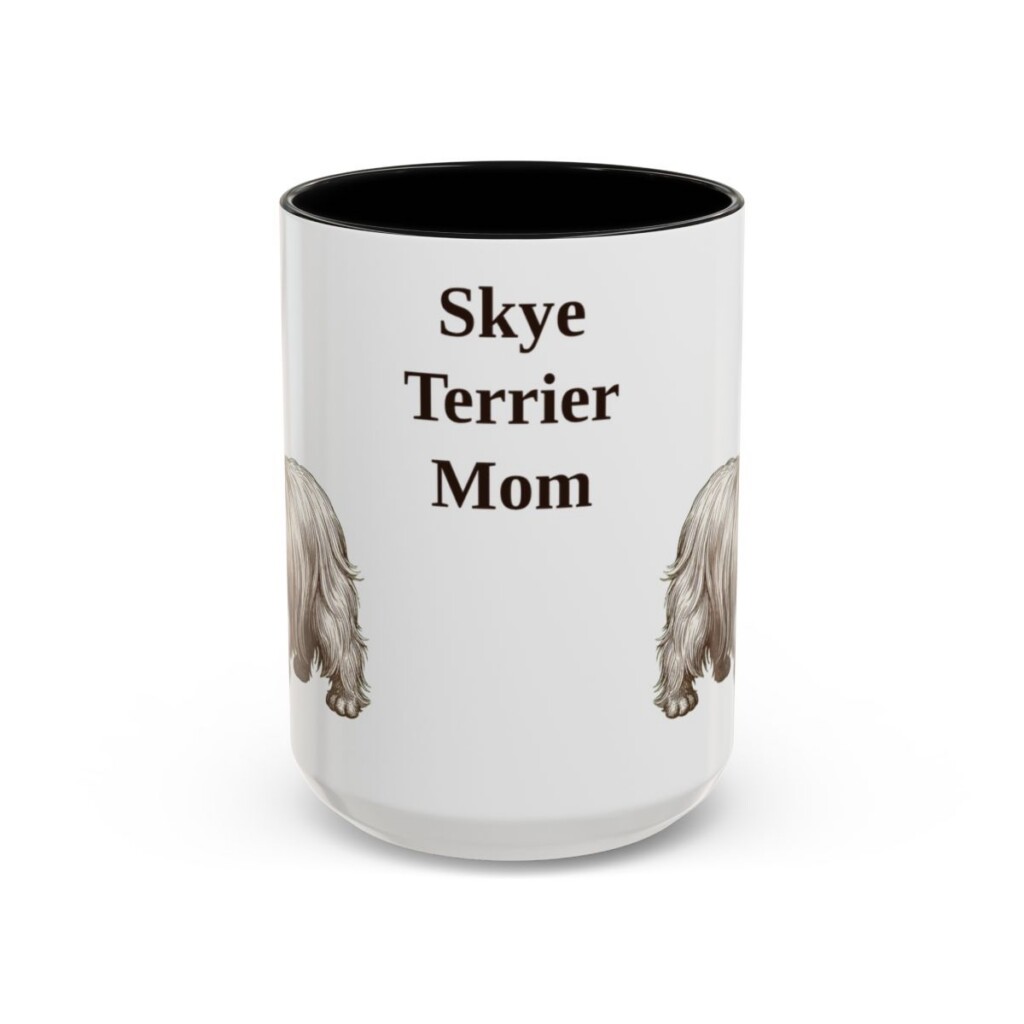 15oz Skye Terrier Dog Mom Mug, Black, front view