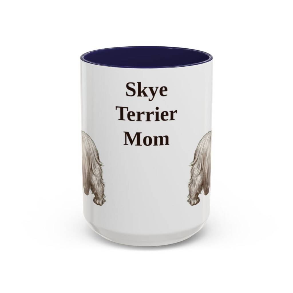 15oz Skye Terrier Dog Mom Mug, Navy, front view