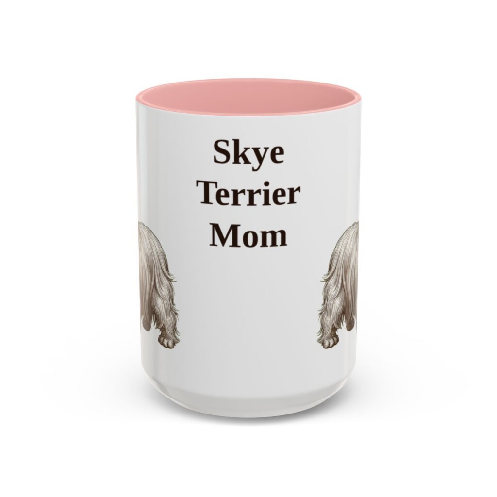 15oz Skye Terrier Dog Mom Mug, Pink, front view