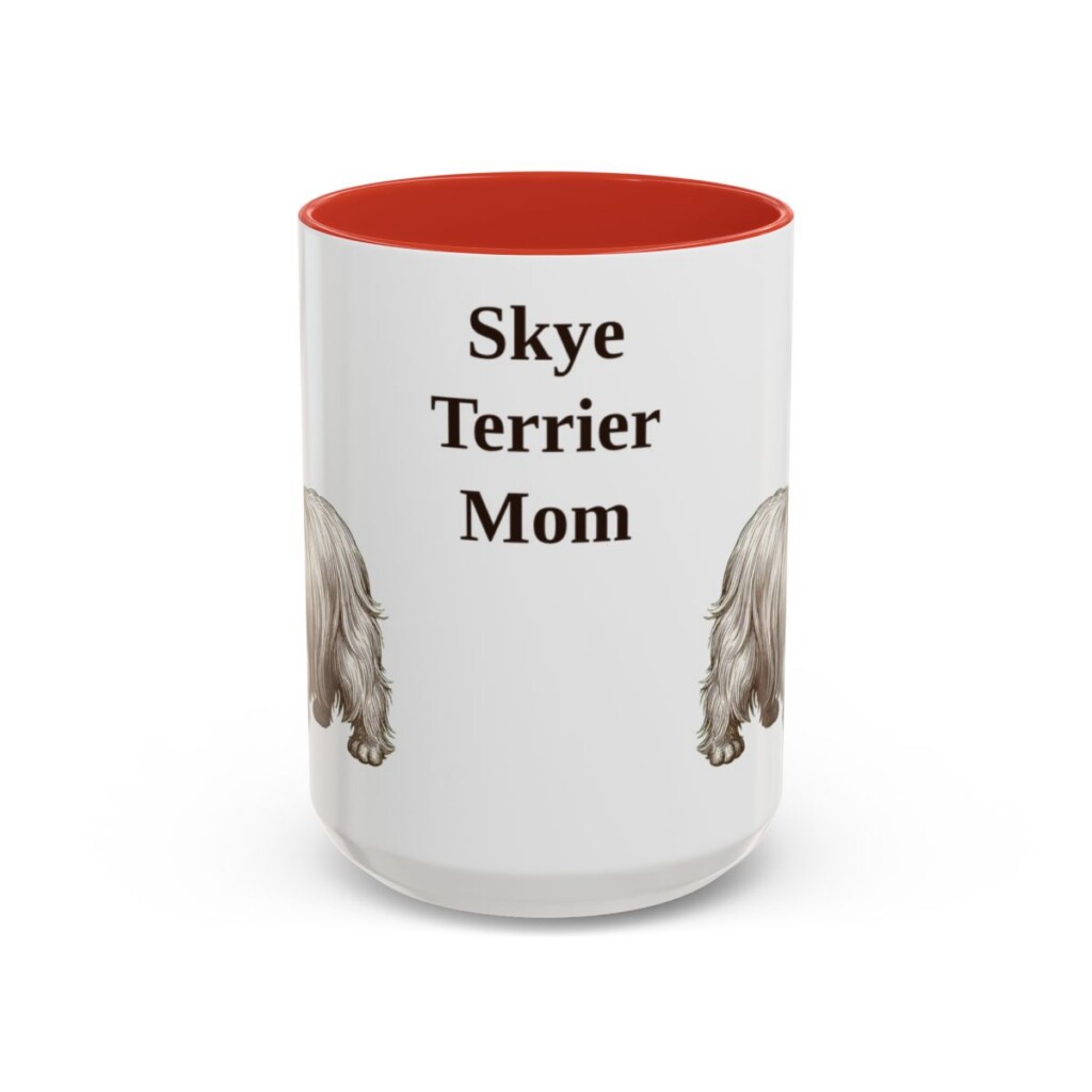 15oz Skye Terrier Dog Mom Mug, Red, front view