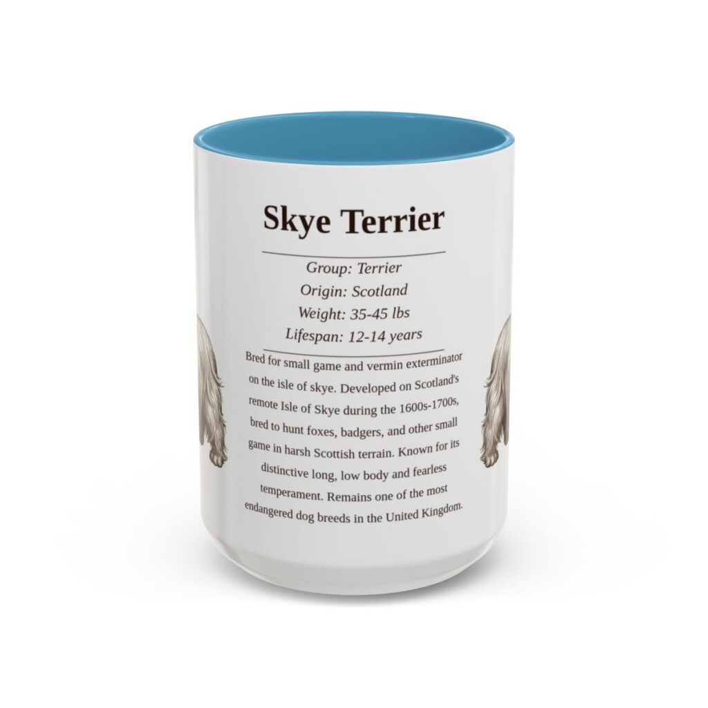 15oz Skye Terrier Mug, Light Blue, front view