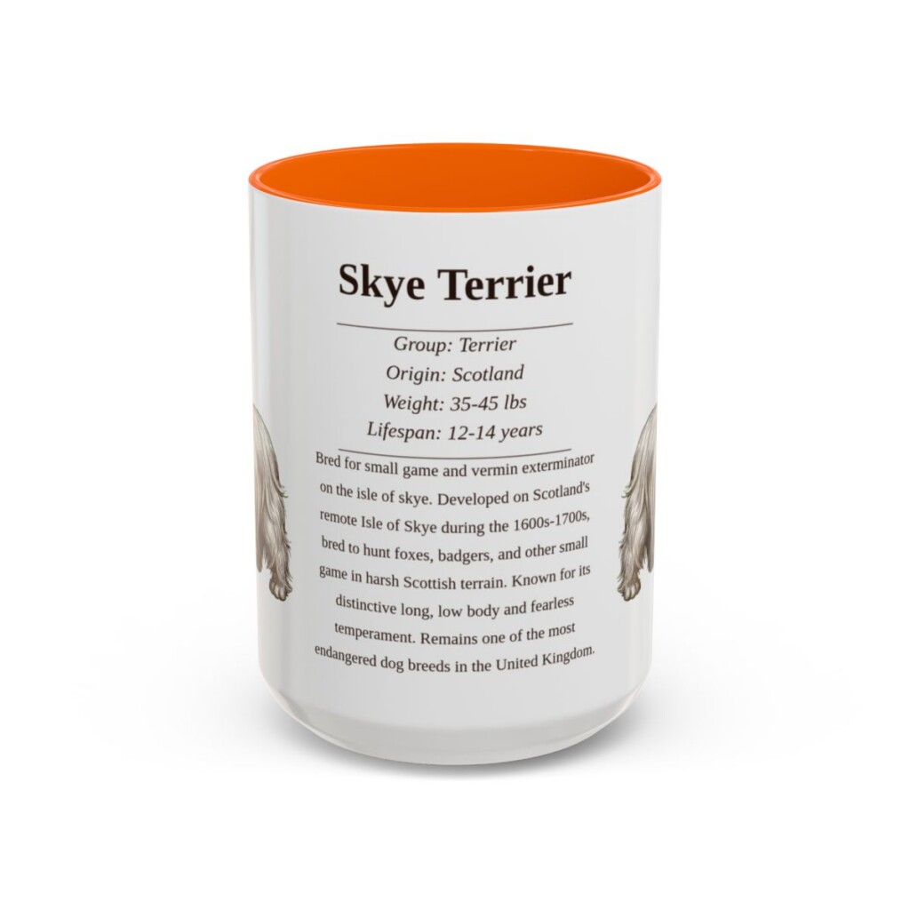 15oz Skye Terrier Mug, Orange, front view
