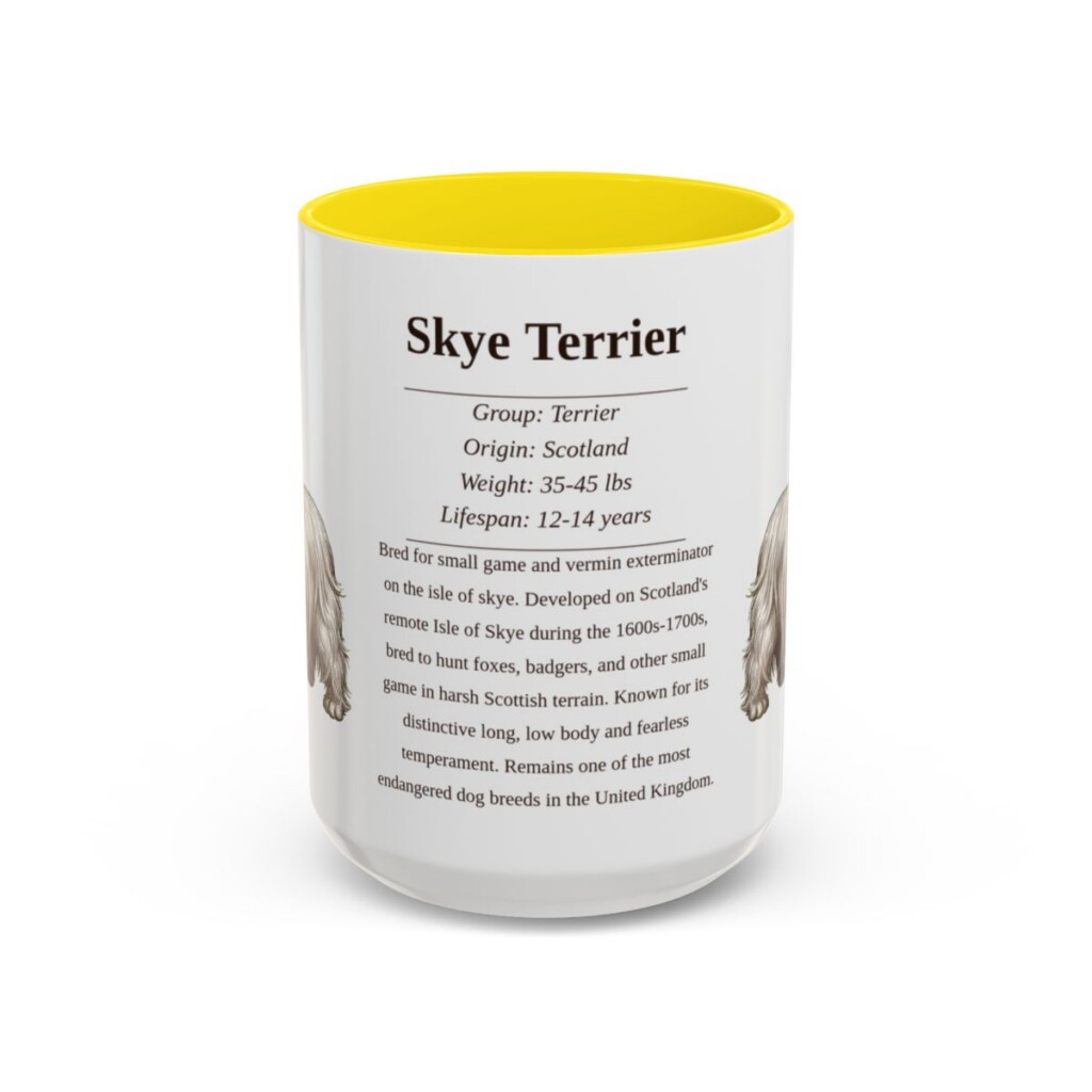 15oz Skye Terrier Mug, Yellow, front view