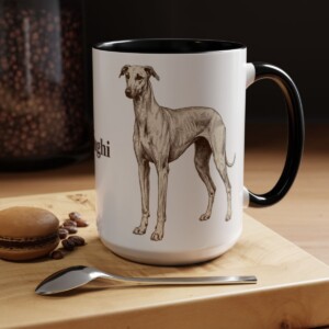 15oz Sloughi Mug, Black, lifestyle photo