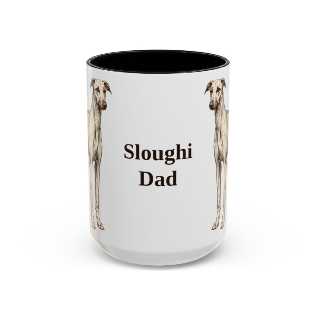 15oz Sloughi Dog Dad Mug, Black, front view