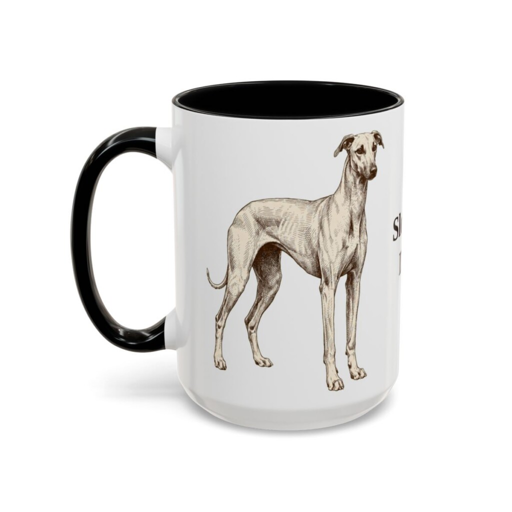 15oz Sloughi Dog Dad Mug, Black, left side view