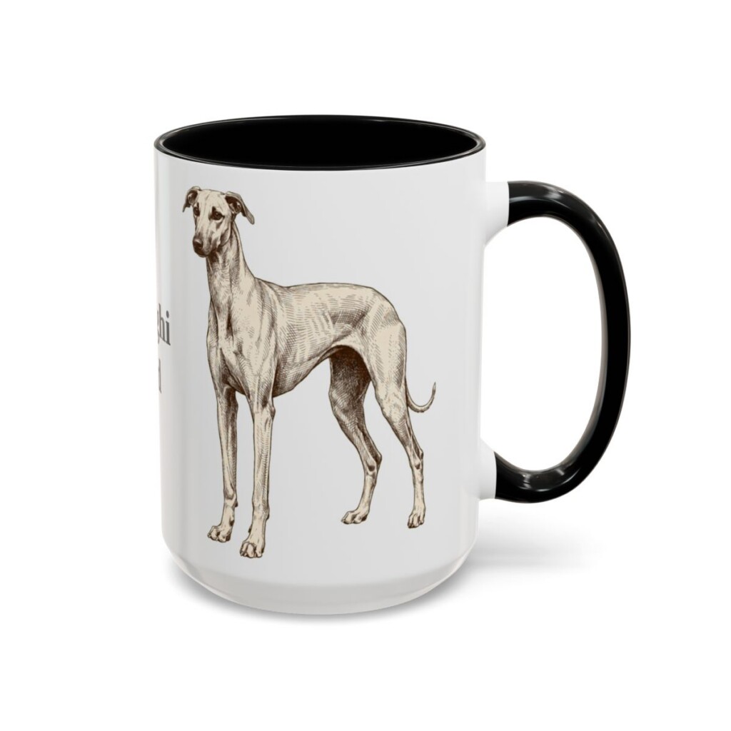 15oz Sloughi Dog Dad Mug, Black, right side view