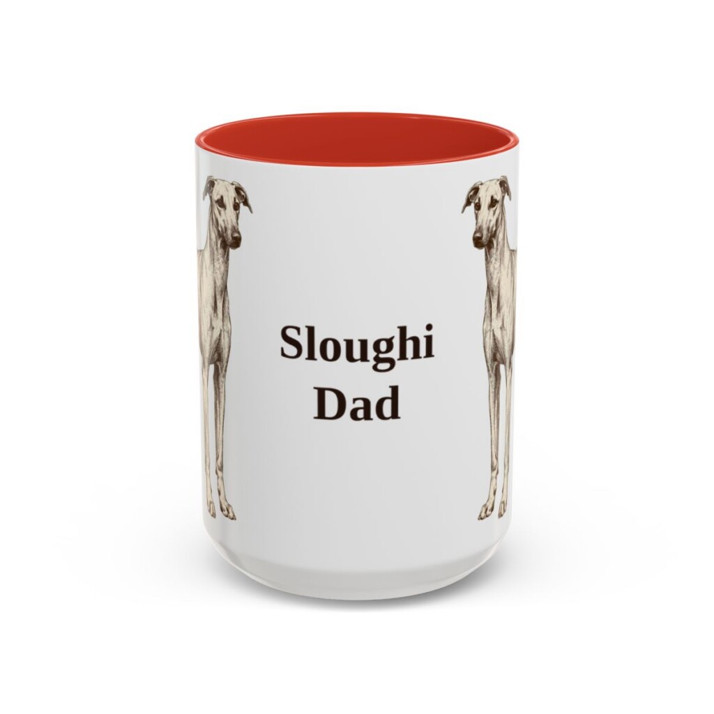 15oz Sloughi Dog Dad Mug, Red, front view