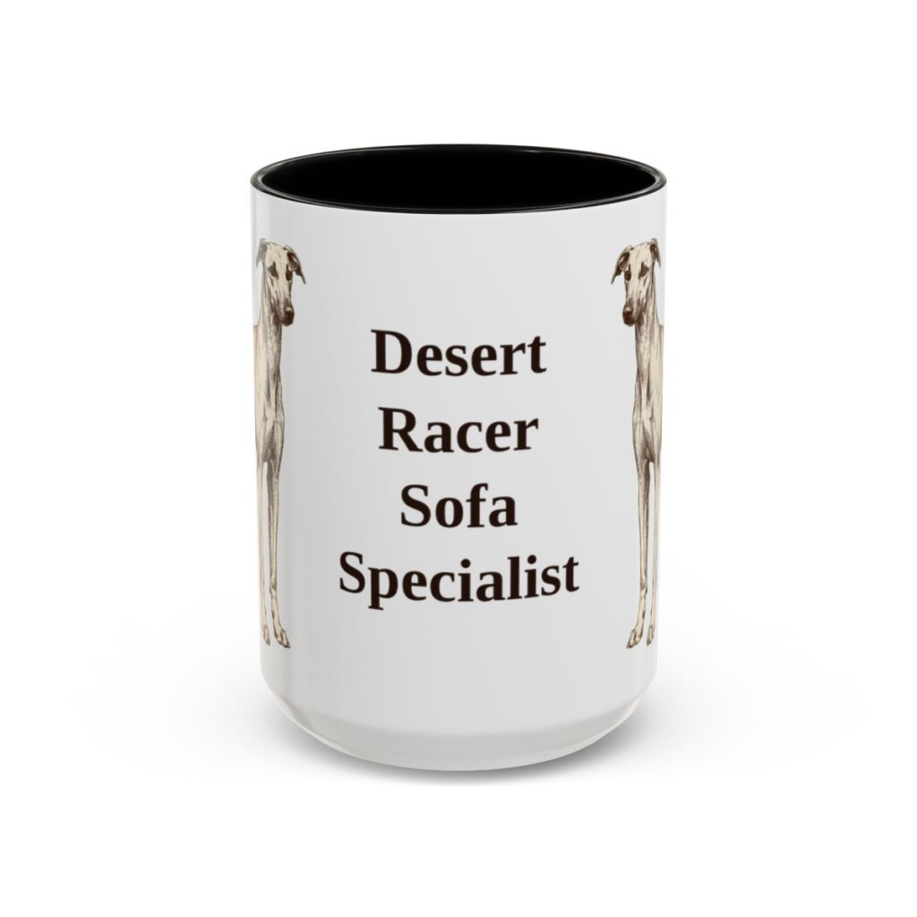 15oz Funny Sloughi Mug, Black, front view