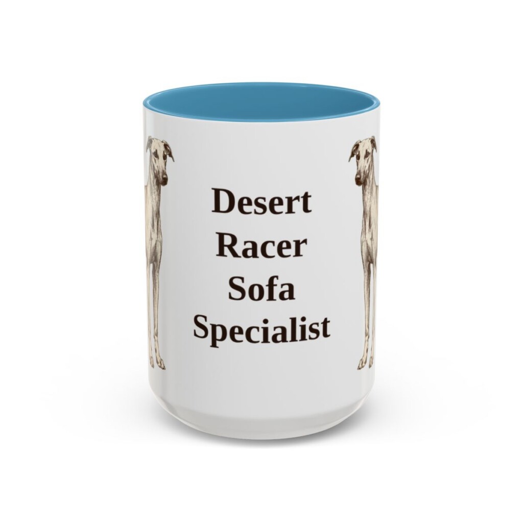 15oz Funny Sloughi Mug, Light Blue, front view