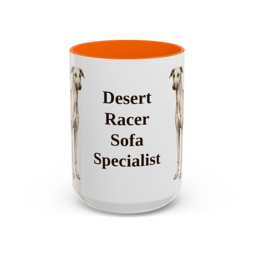 15oz Funny Sloughi Mug, Orange, front view