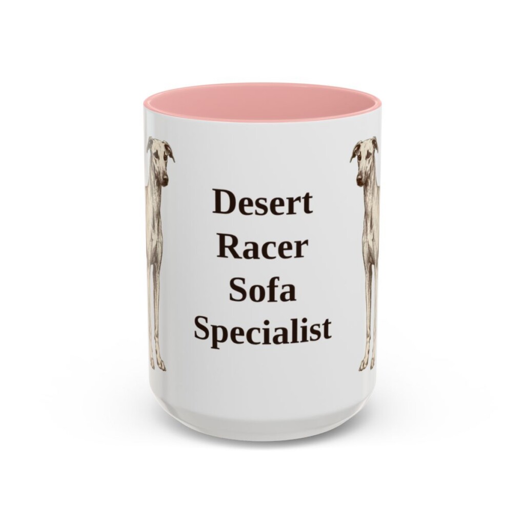 15oz Funny Sloughi Mug, Pink, front view