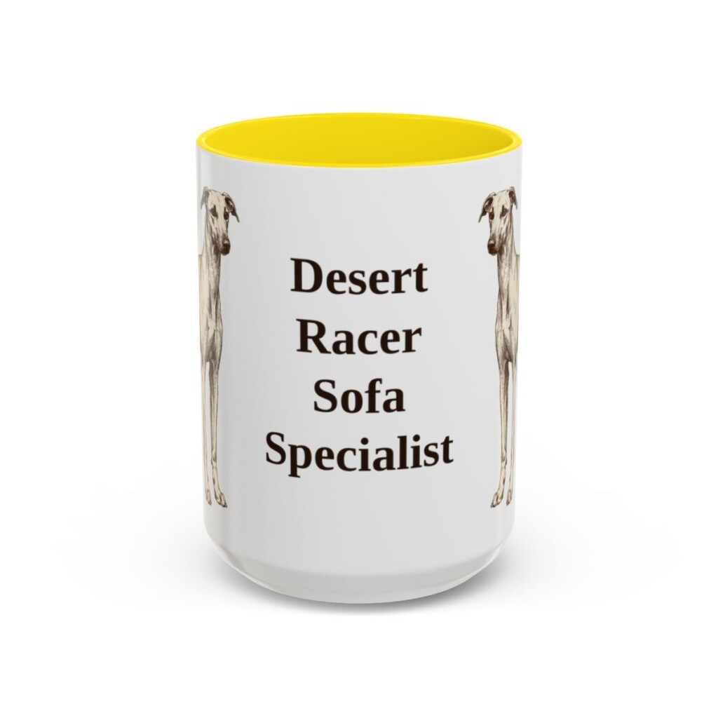 15oz Funny Sloughi Mug, Yellow, front view