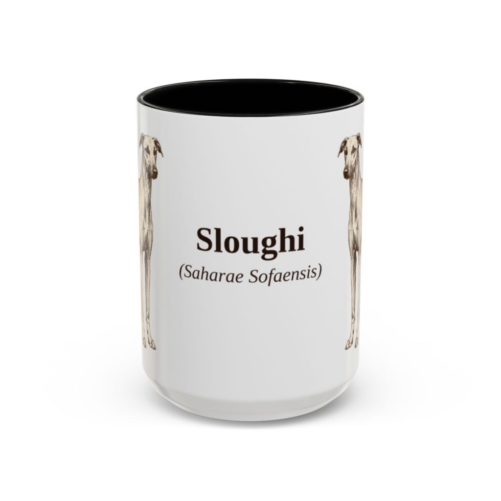 15oz Sloughi Latin Mug, Black, front view