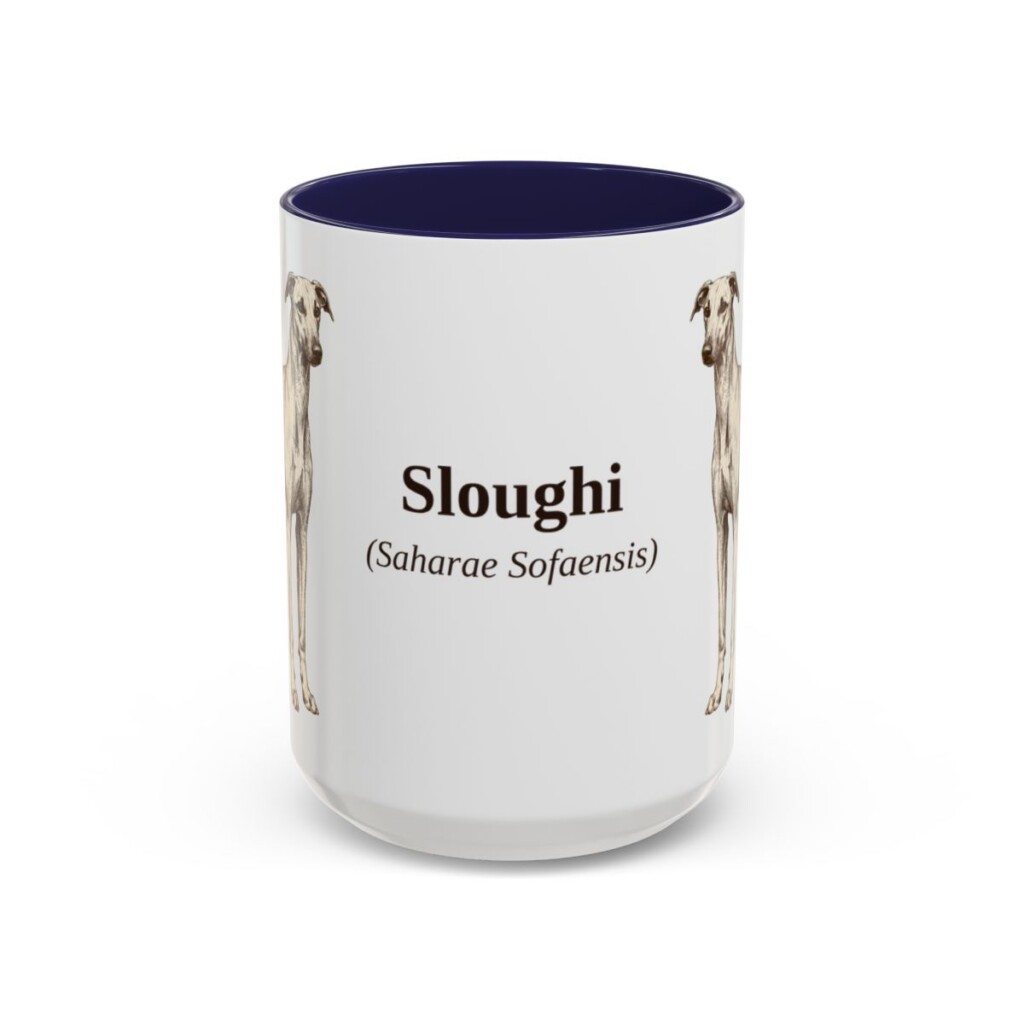 15oz Sloughi Latin Mug, Navy, front view