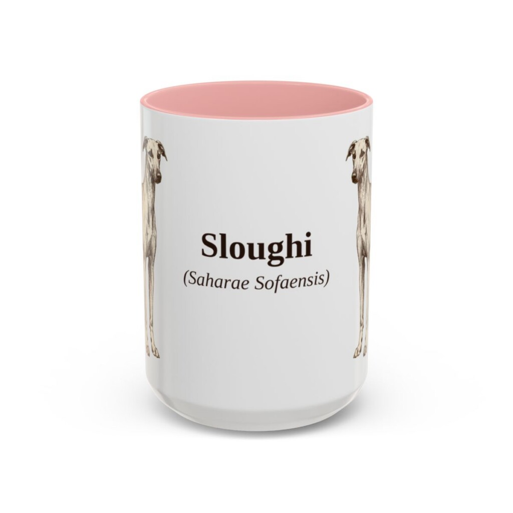 15oz Sloughi Latin Mug, Pink, front view