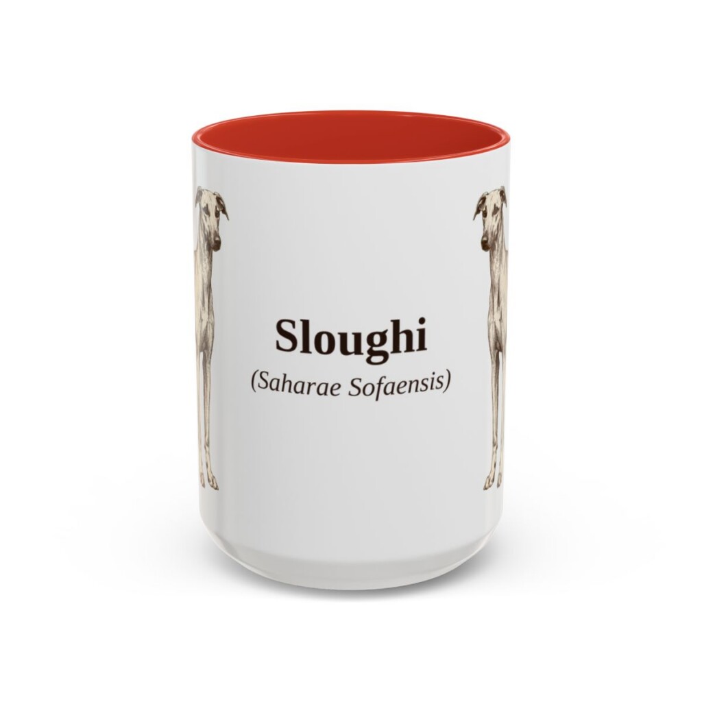15oz Sloughi Latin Mug, Red, front view