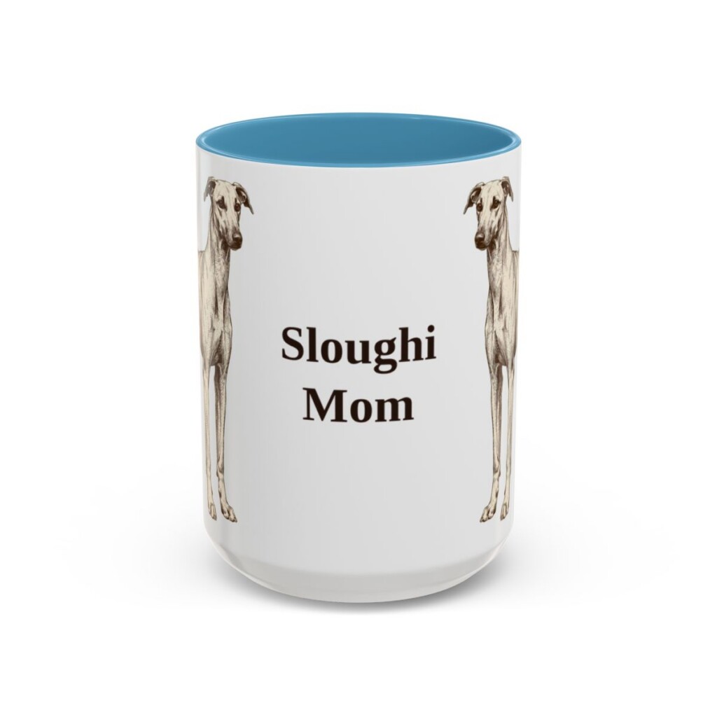 15oz-sloughi-mug-mom-light-blue 15oz Sloughi Dog Mom Mug, Light Blue, front view