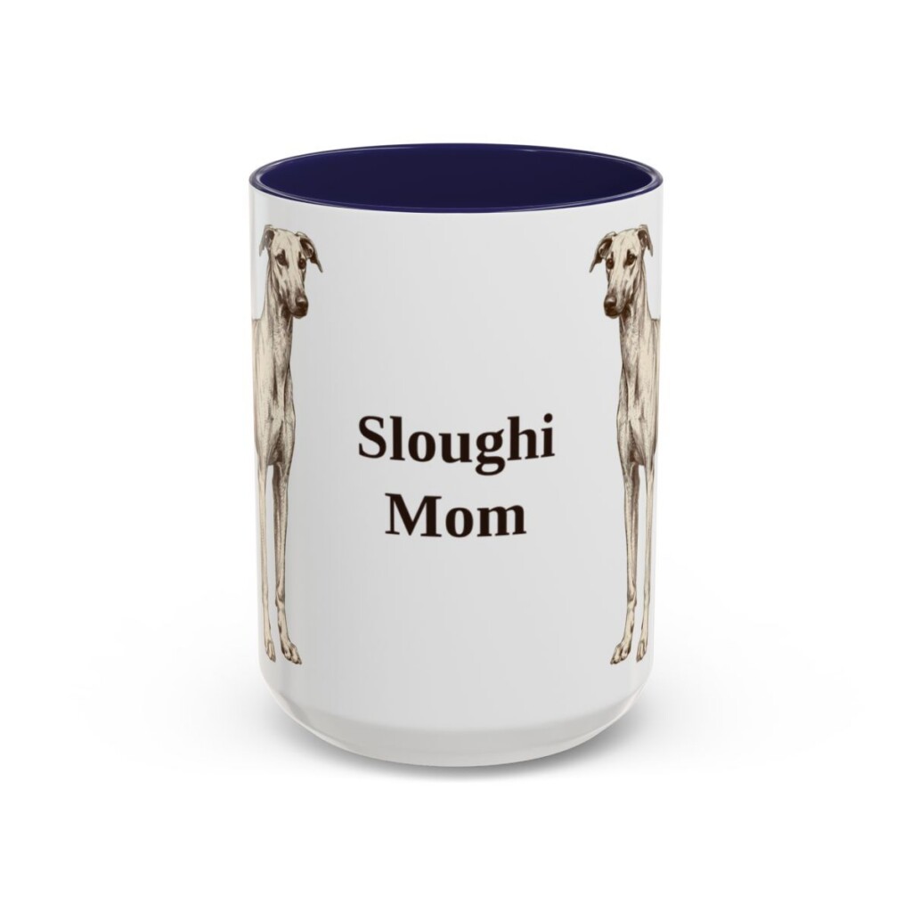 15oz-sloughi-mug-mom-navy 15oz Sloughi Dog Mom Mug, Navy, front view