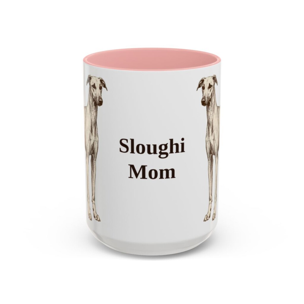 15oz-sloughi-mug-mom-pink 15oz Sloughi Dog Mom Mug, Pink, front view