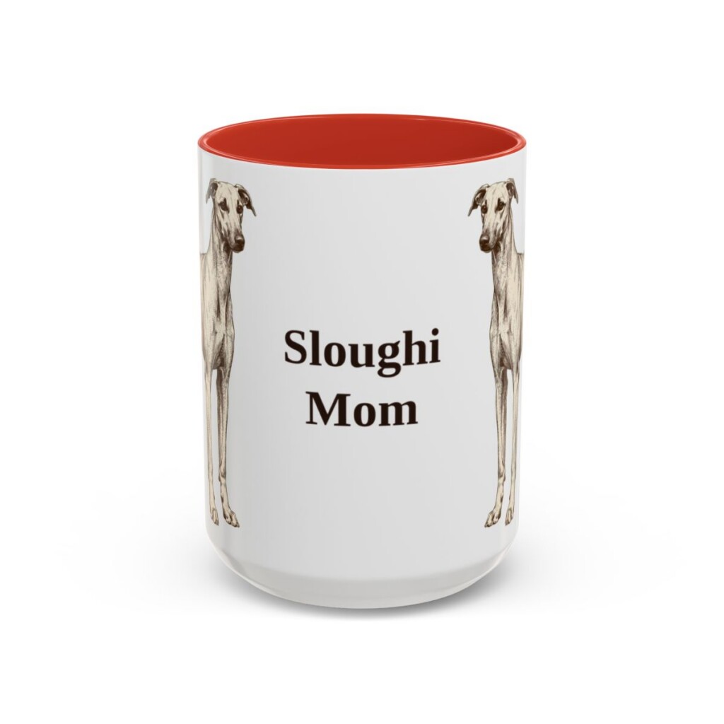 15oz-sloughi-mug-mom-red 15oz Sloughi Dog Mom Mug, Red, front view