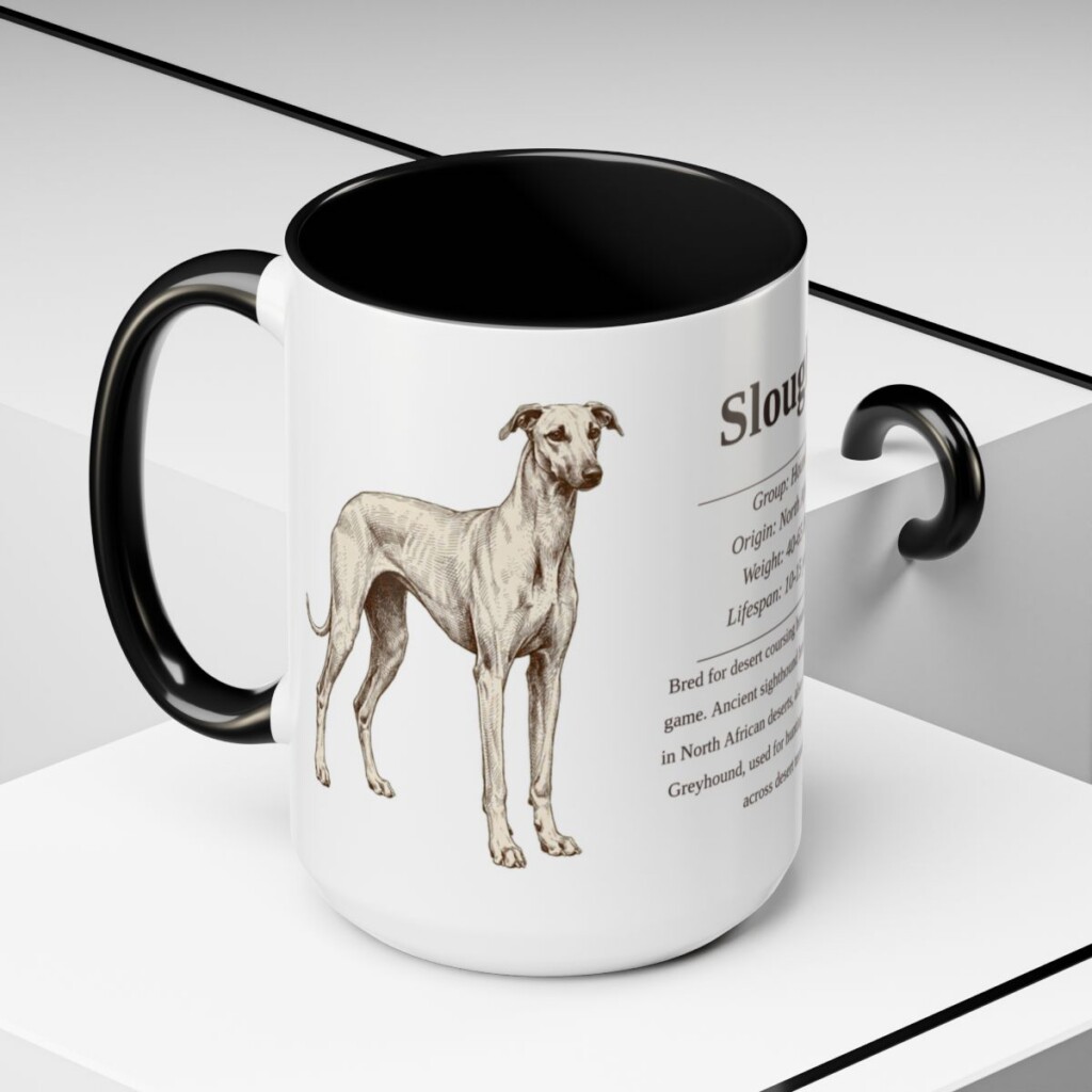15oz Sloughi Mug, Black, lifestyle photo