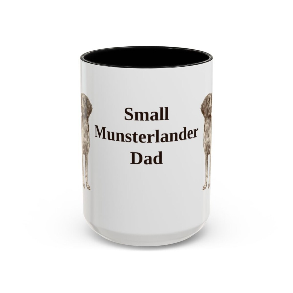 15oz Small Munsterlander Dog Dad Mug, Black, front view